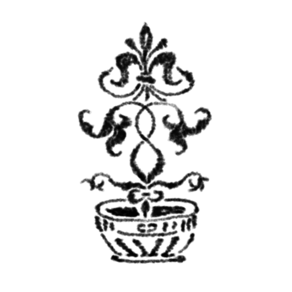 Medium tattoo: a fleur-de-lis in an ornamental urn